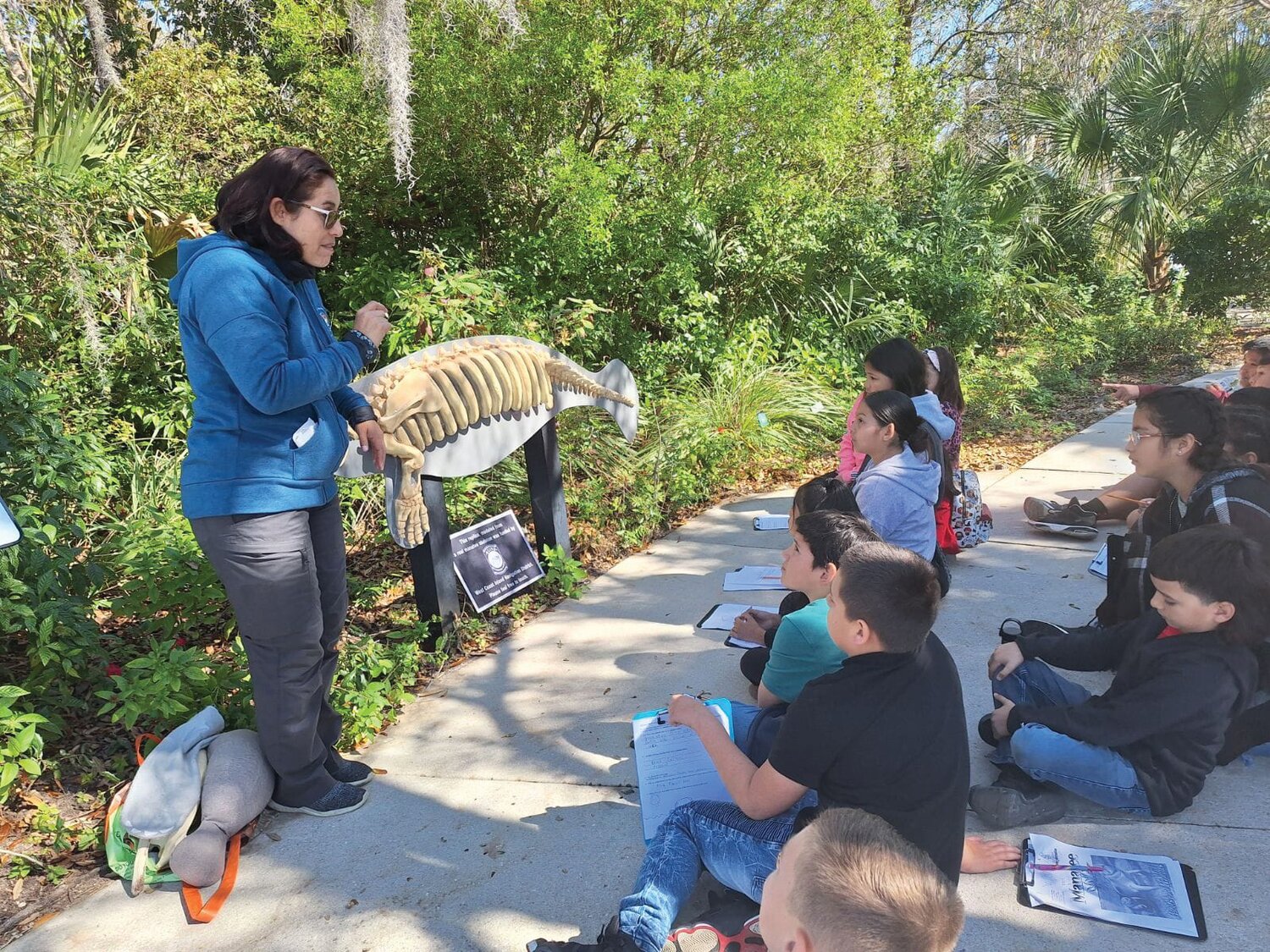 Country Oaks Elementary School Fourth Graders recently enjoyed an educational visit to Manatee Park.  Manatee Park is a non-captive warm water refuge for the Florida Manatee. Optimum viewing months are late December, January, and February when the gulf temperature is below 68F. [Photo courtesy Country Oaks Elementary]